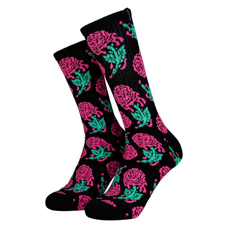 ponožky SANTA CRUZ - Dressen Rose Crew Two Sock Black (BLACK)