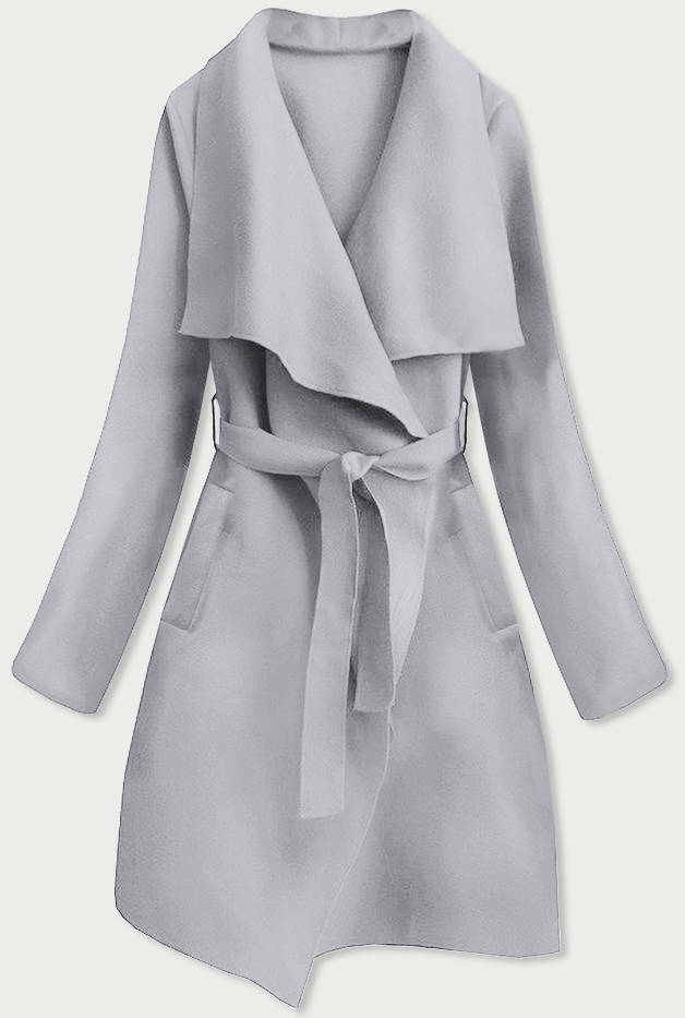 Šedý minimalistický dámský kabát 1 (747ART) - ONE SIZE - odcienie szarości