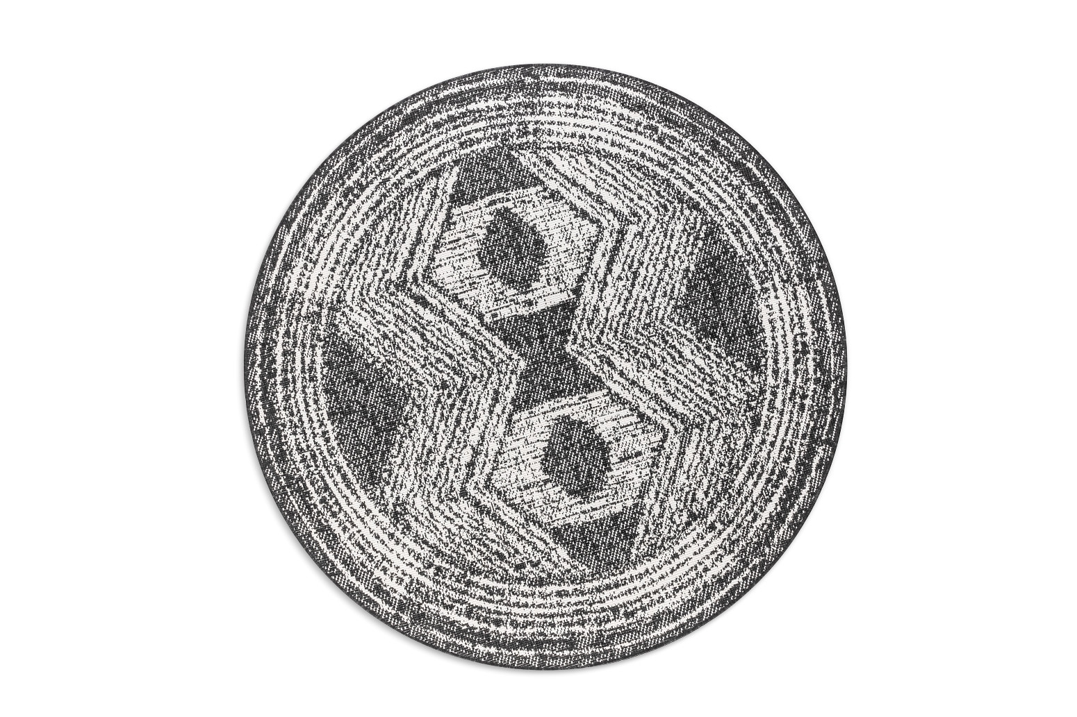 Kusový koberec Gemini 106029 Black kruh z kolekce Elle – na ven i na doma - 100x100 (průměr) kruh cm ELLE Decoration koberce