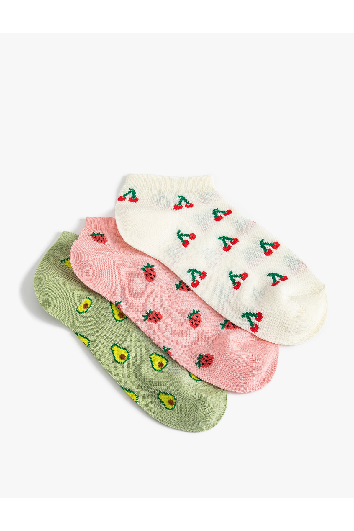 Koton 3-Piece Booties Socks Set Fruit Patterned