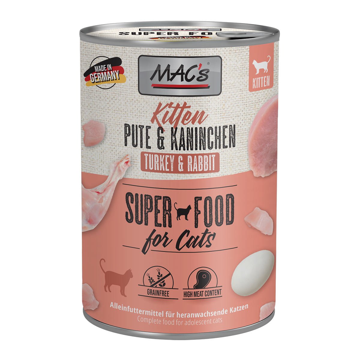 MAC‘s CAT Kitten, krůtí a králičí maso 6 × 400 g