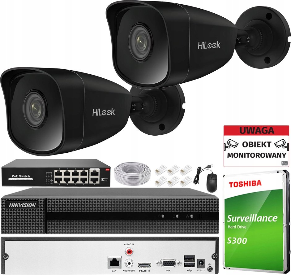 Monitorovací sada Hikvision Kit IPCAM-B5 BLACK-SW8