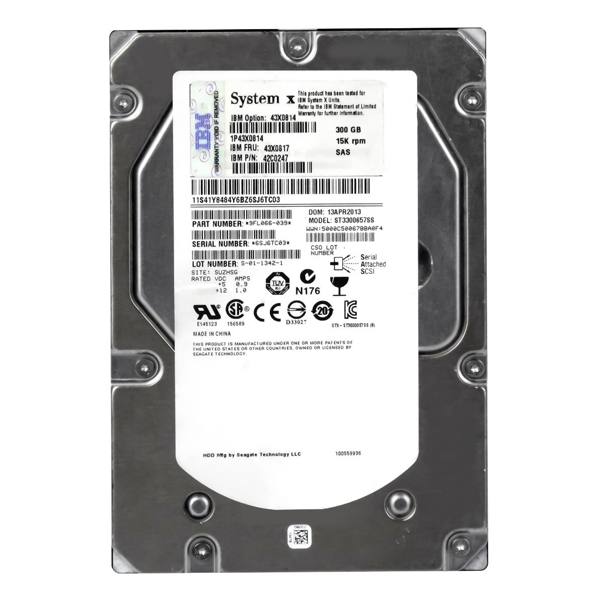 Ibm 43X0817 42C0247 300GB 15K 64MB SAS-2 3,5'' ST3300657SS