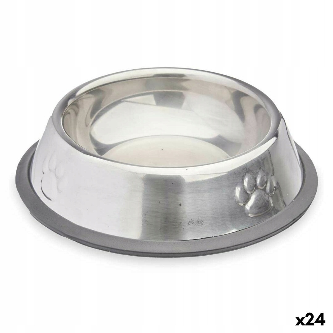 Krmítko pro psy Stříbřitý šedý Gumový kov 15 x 4 x 15 cm (24 kusů)