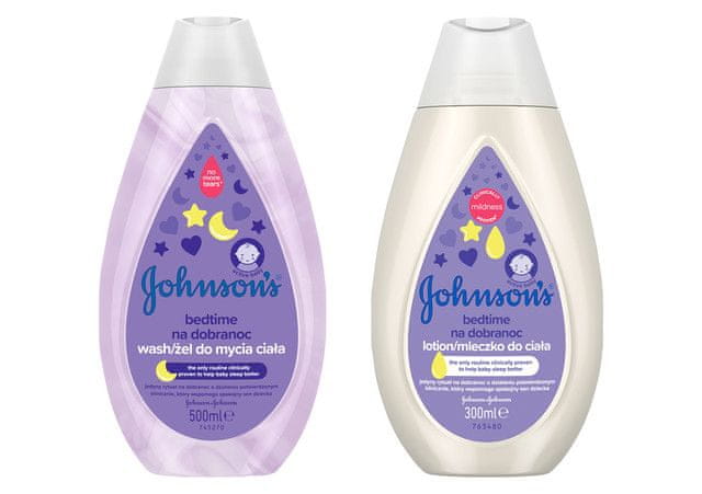 JOHNSON'S Bedtime tělové mléko 300 ml + Bedtime mycí gel 500 ml