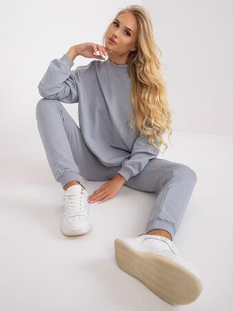 Fashionhunters Základní šedá oversize mikina s dlouhým rukávem. velikost: S/M