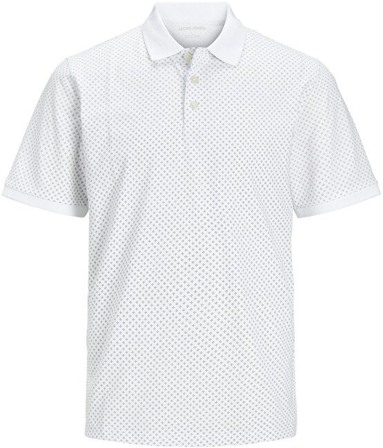 Jack&Jones PLUS Pánské polo triko JJLUIS Standard Fit 12254901 White 3XL, XXXL