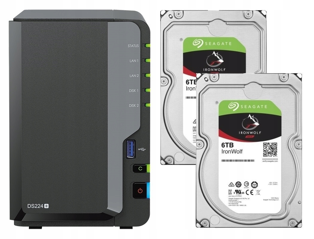 Synology DS224+ 6GB Ram 2x 6TB Seagate IronWolf