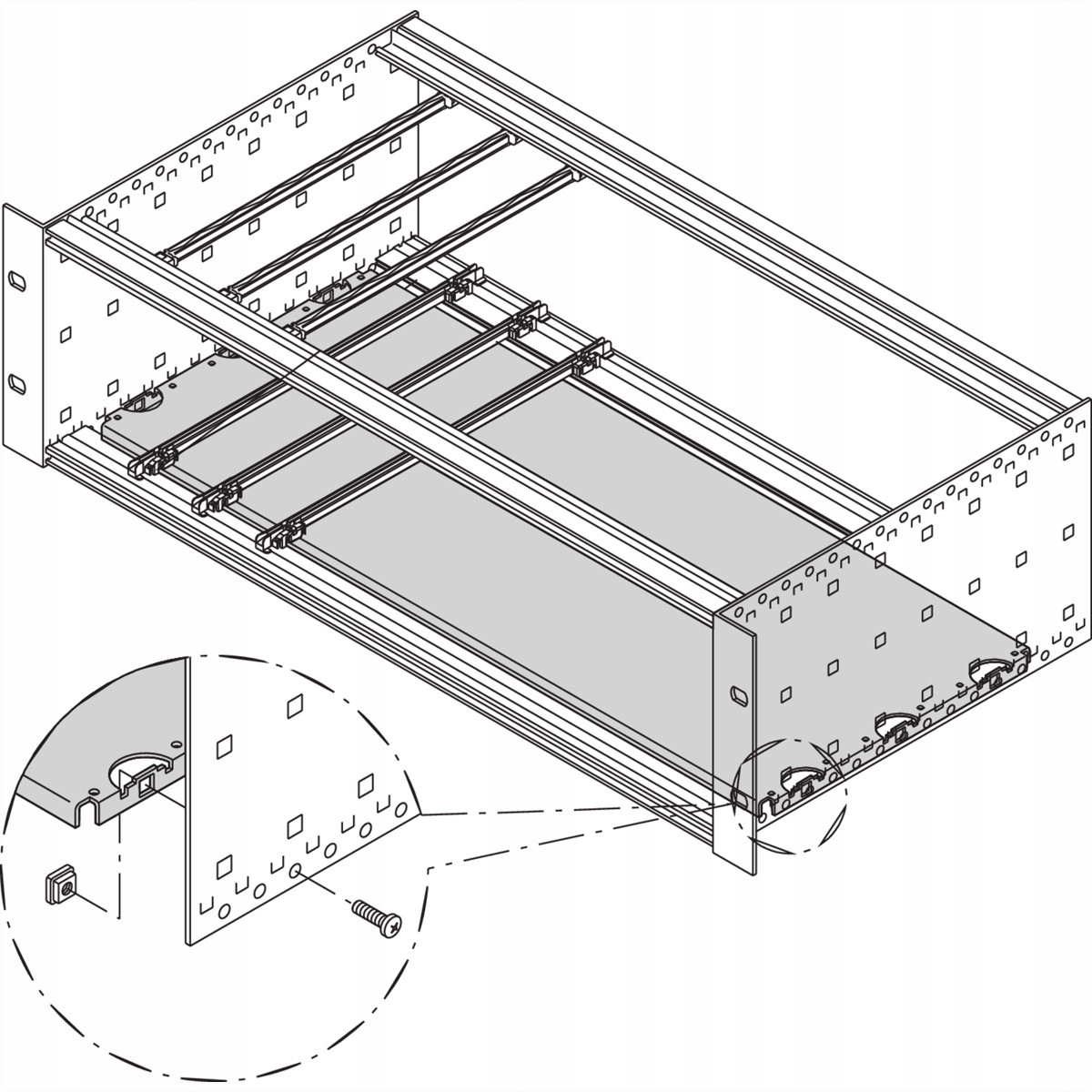 Montážní deska pro skříň Rack 19 a nosič modulů Schroff 42HP délka 280mm
