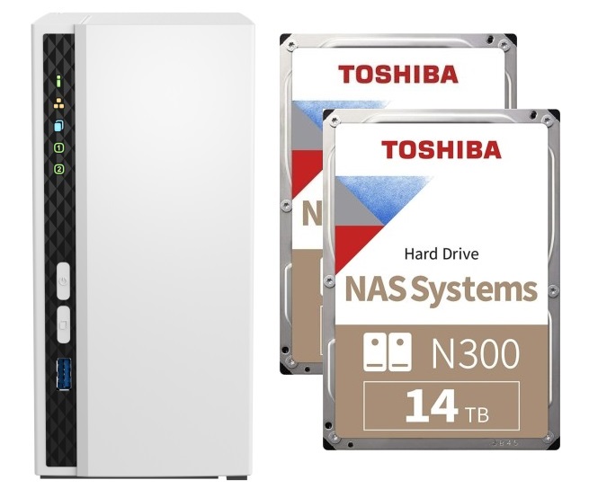 Nas server Qnap TS-233 2GB 2 x 14TB Toshiba N300