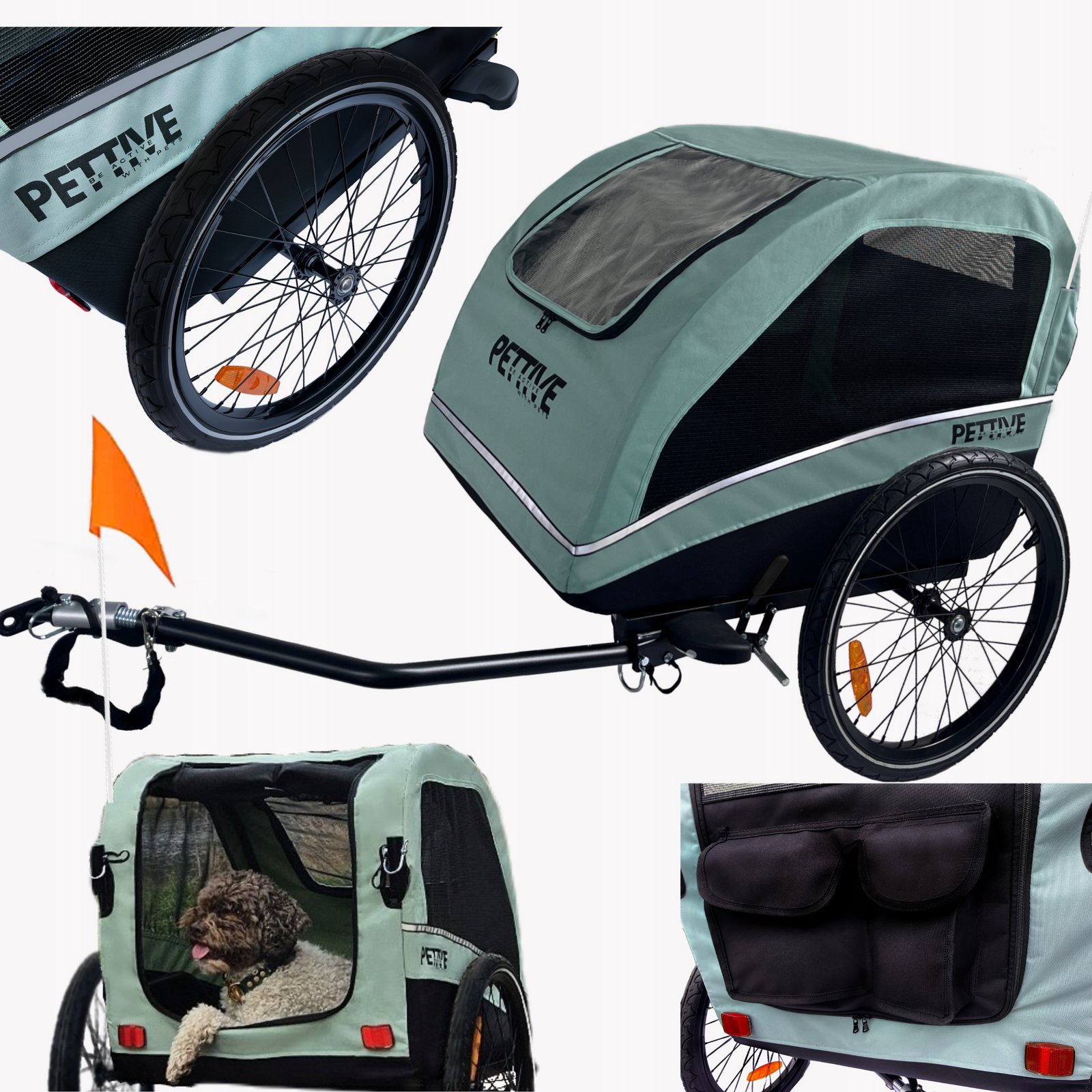 Přívěs pro psa do 40 kg, přívěs na kolo pro kočky Pettive norma Eu