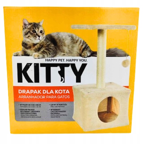 Kitty Škrabadlo pro kočky Sloupek Domeček Pelíšek 30x30x59cm