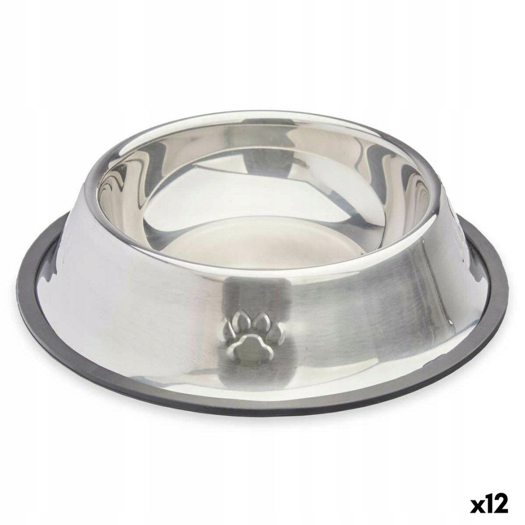 Krmítko pro psy Stříbřitý šedý Gumový kov 22 x 6 x 22 cm (12 kusů)