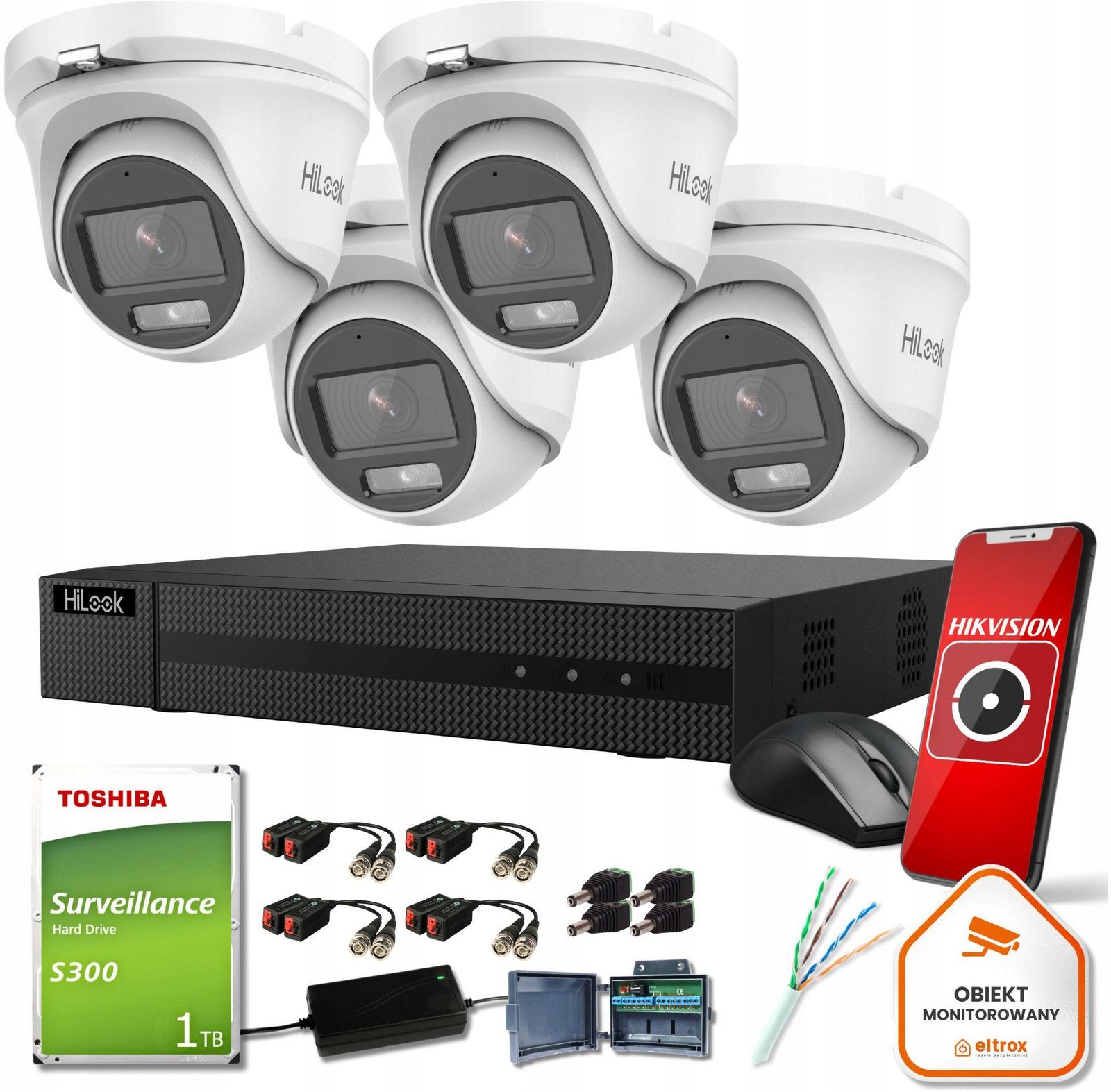 Set Ip kamery HiLook Z39718T4 x4, Dvr rekordéru-4CH-4MP