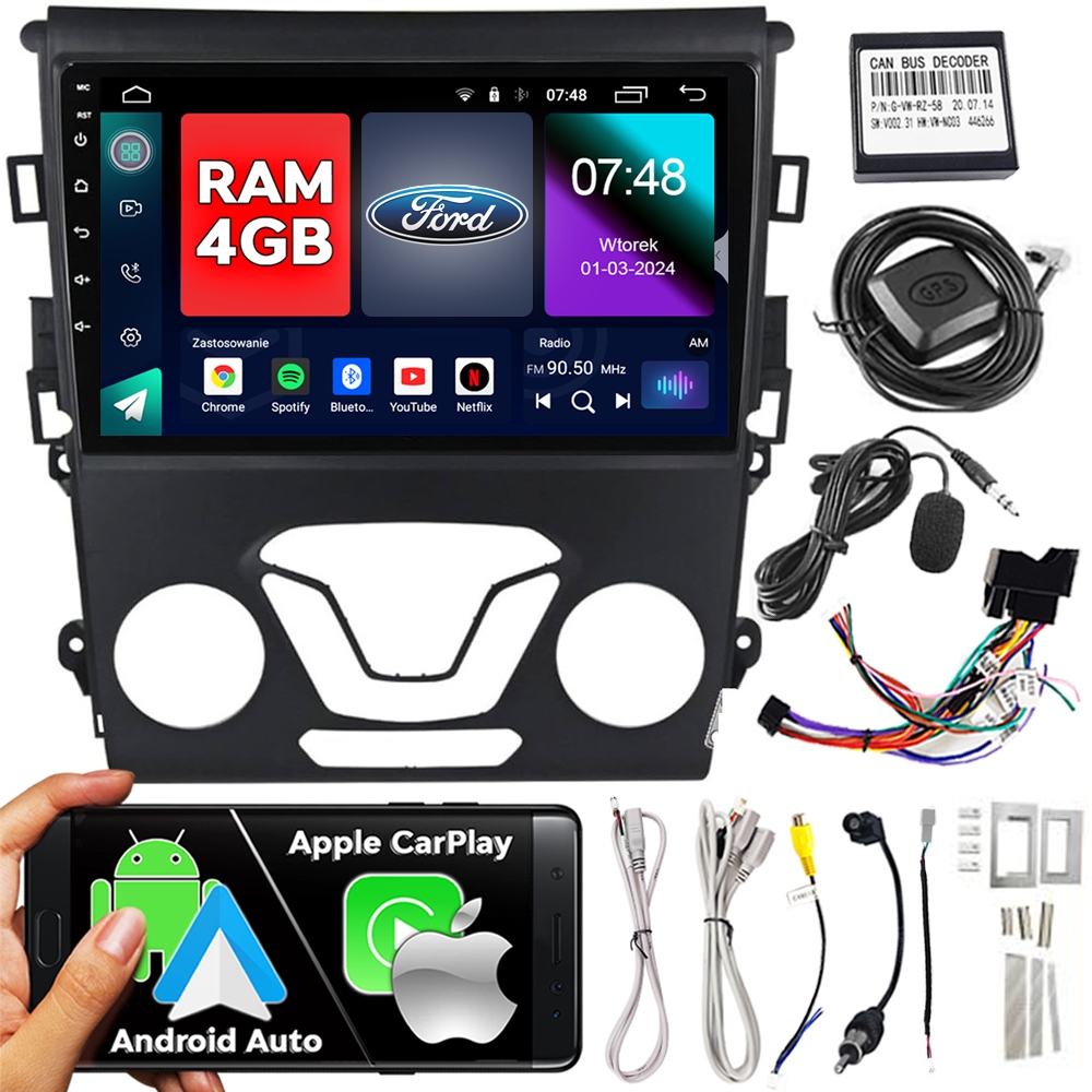 Ncs Navigační Rádio Pro Ford Mondeo MK5 2013-2018 Android Carplay 4GB Ram Bt