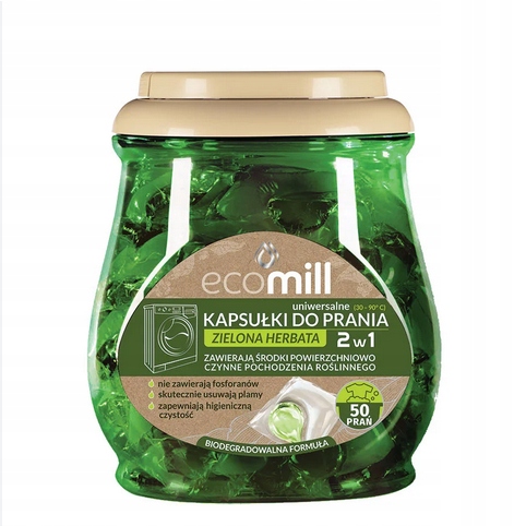 Ecomill kapsle na praní zelený čaj 50 kusů 2v1 originálních čerstvých