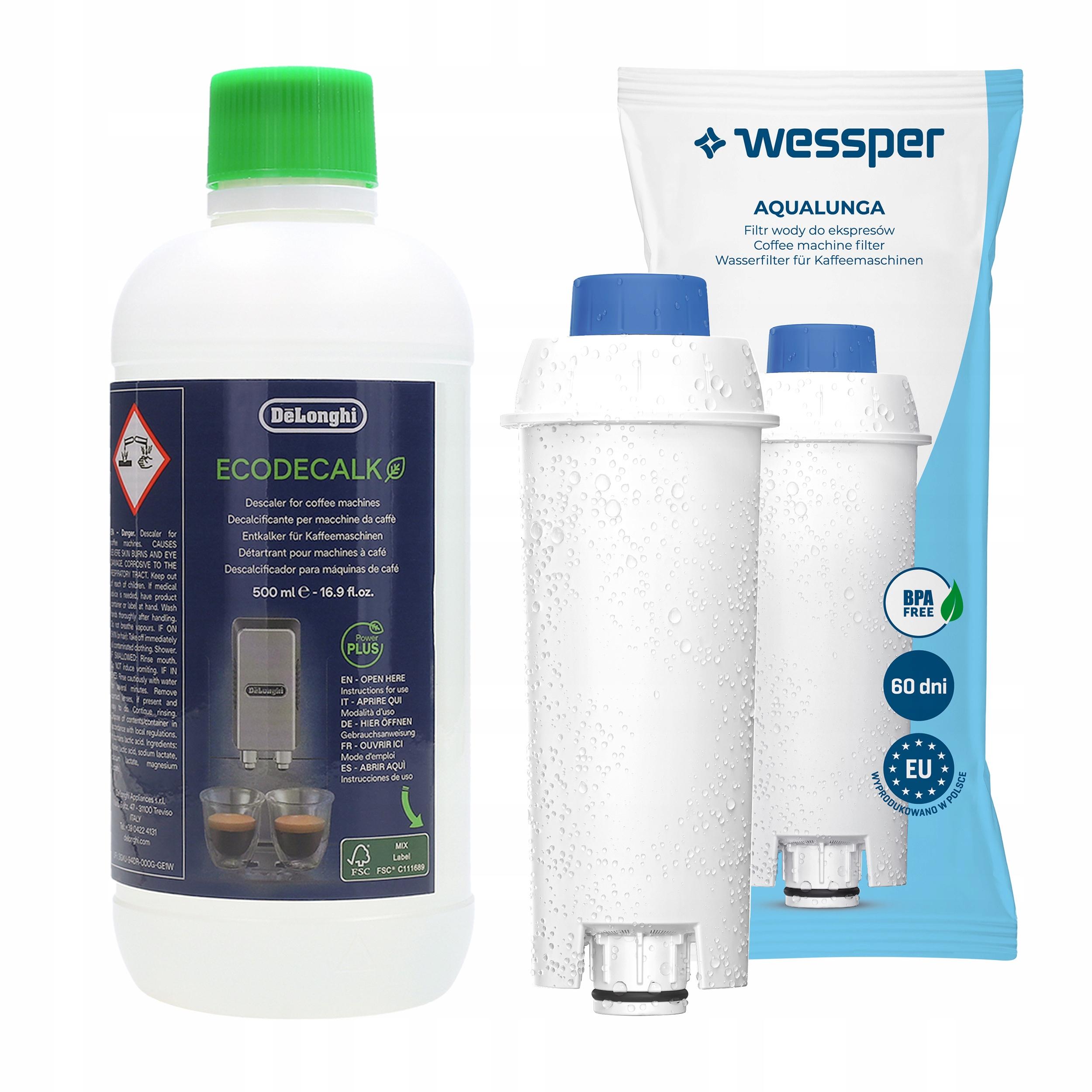 Odvápňovač DeLonghi EcoDecalk 0,5L 1 vodní filtr Wessper Aqualunga