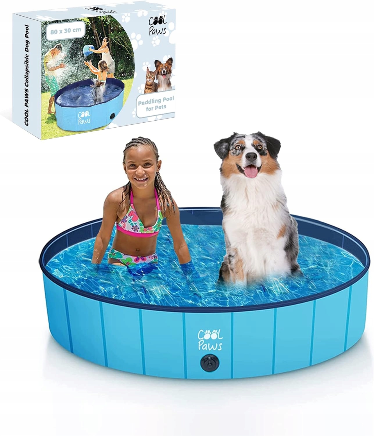 Velký Bazén Pro Psa Zvířat Rozpěrný Zahradní Skládací Modrý 160x30L