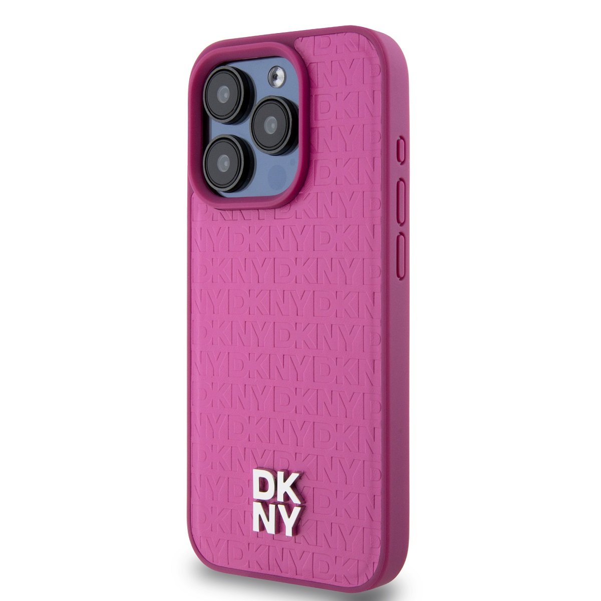 Zadní kryt DKNY PU Leather Repeat Pattern Stack Logo Magsafe pro Apple iPhone 15 Pro, růžová