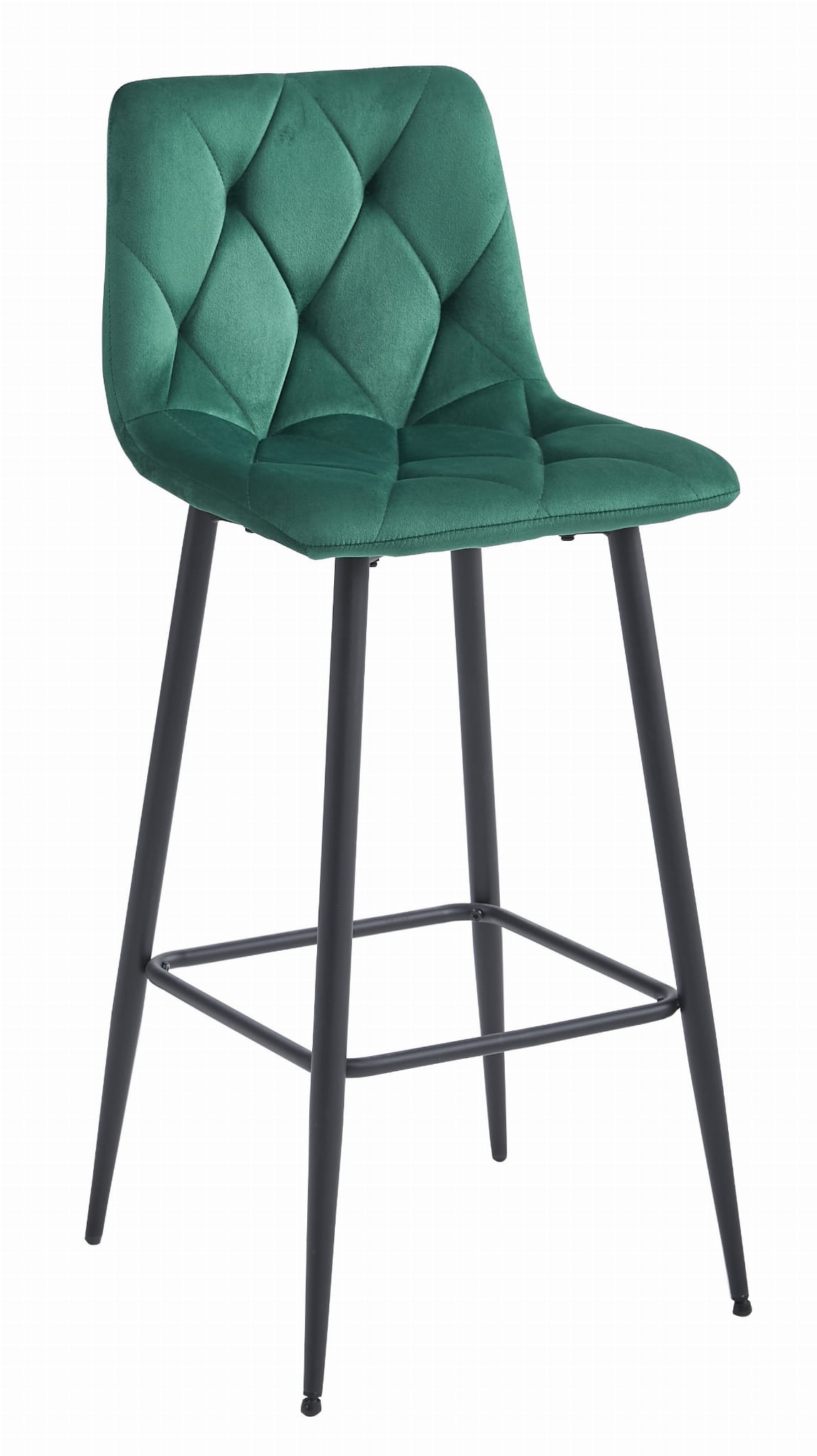 Tmavě zelená barová židle NADO VELVET s černými nohami