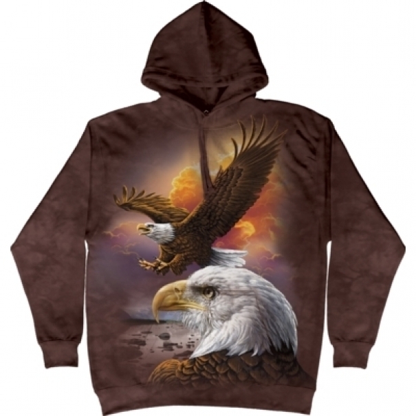 Mikina The Mountain Hoodie Eagle and Clouds - hnědá, M