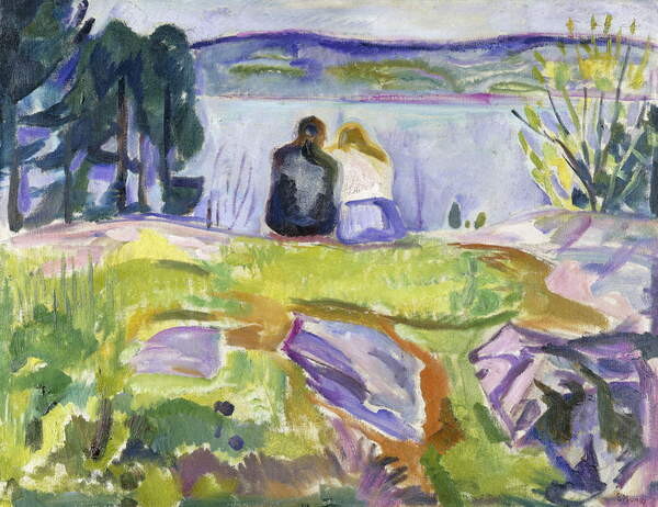 Munch, Edvard Munch, Edvard - Obrazová reprodukce Springtime (Lovers by the shore), (40 x 30 cm)