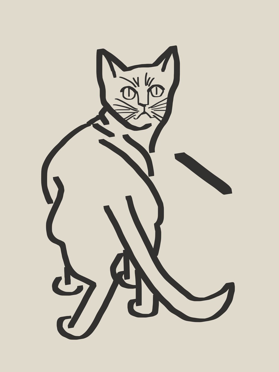 Little Dean Ilustrace Line Art Cat Drawing 5, Little Dean, (30 x 40 cm)