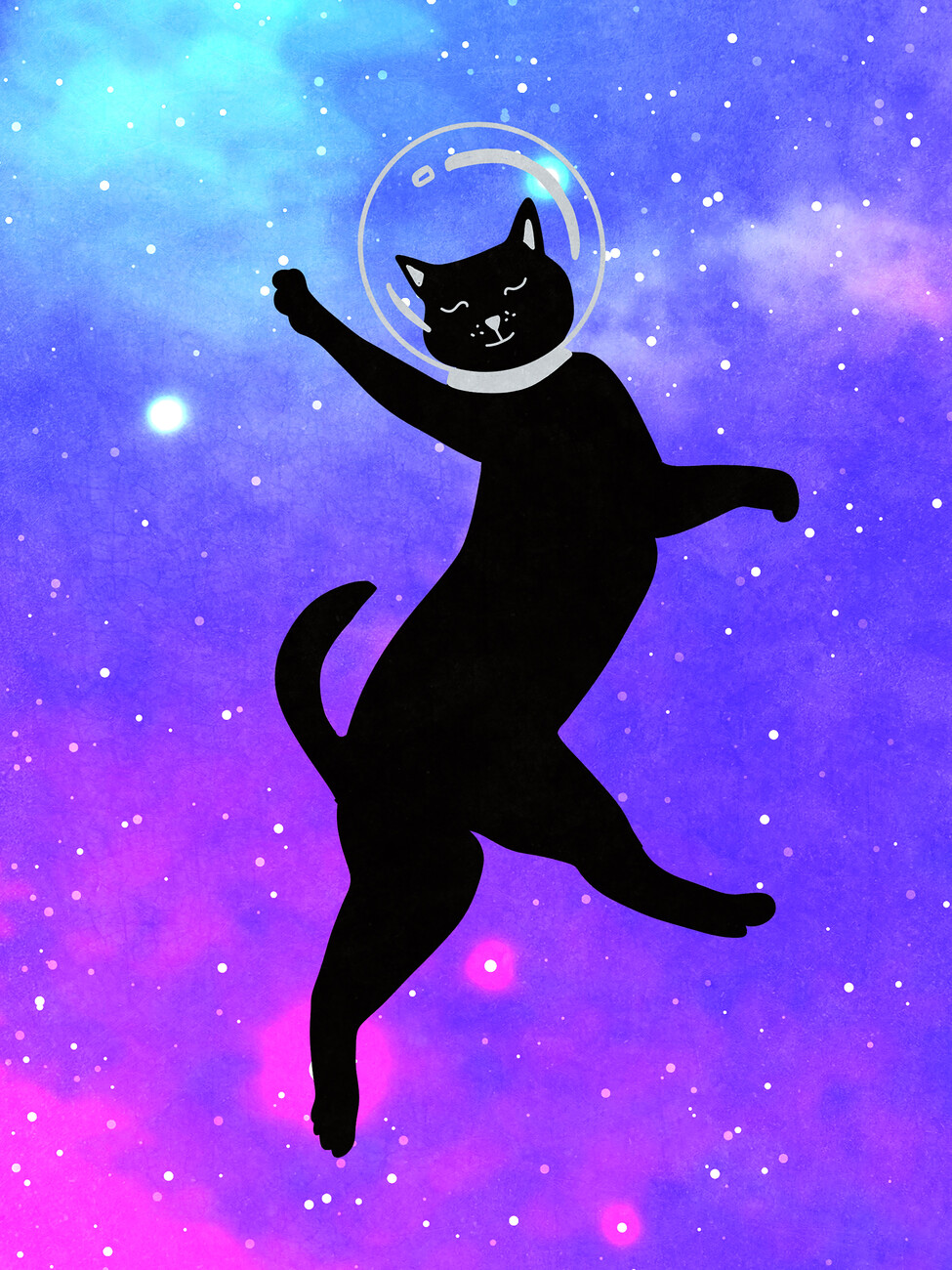 Raissa Oltmanns Ilustrace Happy Space Cat, Raissa Oltmanns, (30 x 40 cm)
