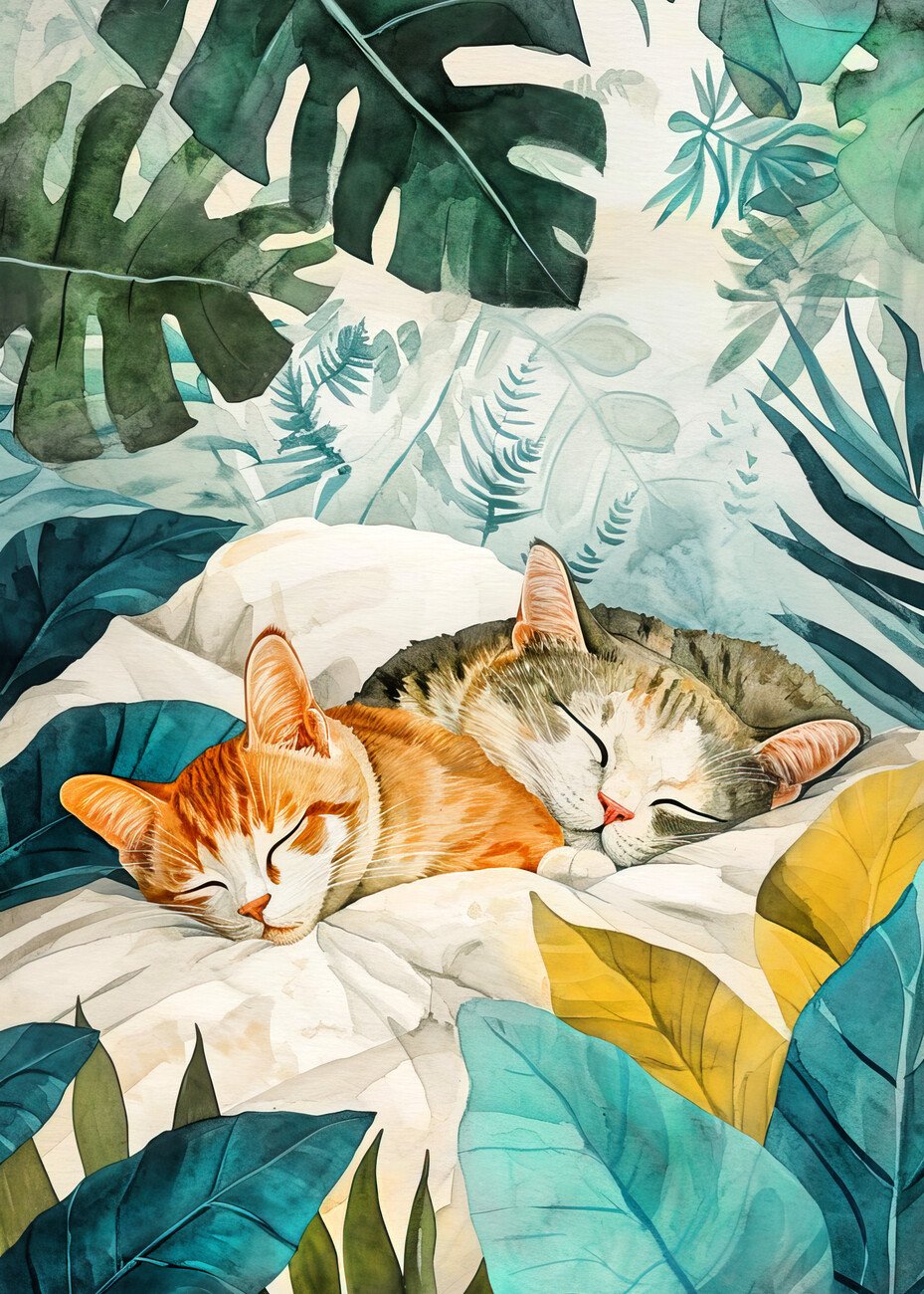 Justyna Jaszke Ilustrace Cats life 14, Justyna Jaszke, (30 x 40 cm)