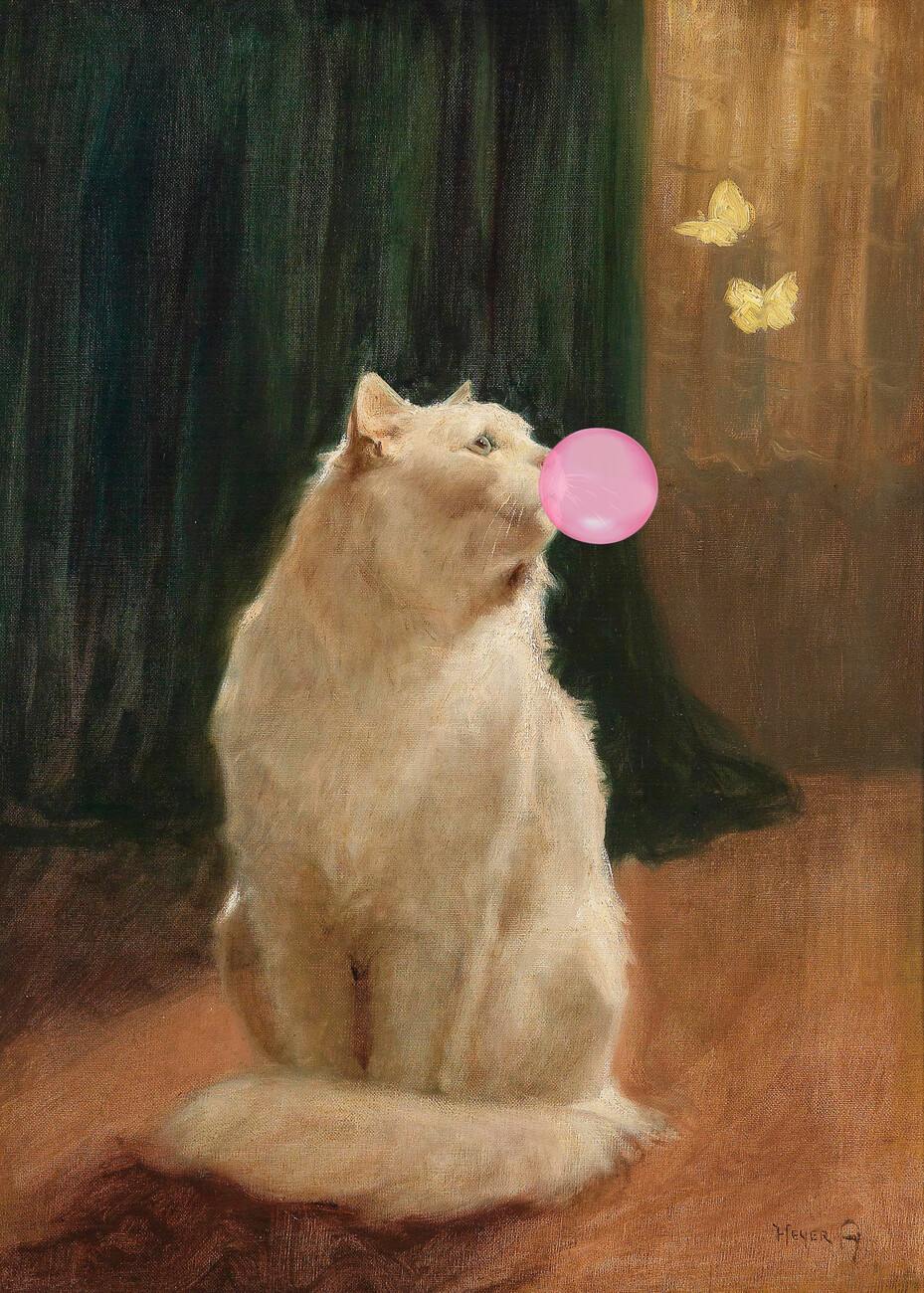 The Art Concept Ilustrace Bubble Gum and Cat, The Art Concept, (30 x 40 cm)