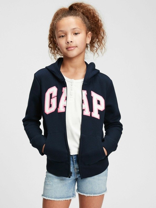 GAP Logo zip hoodie Mikina Modrá