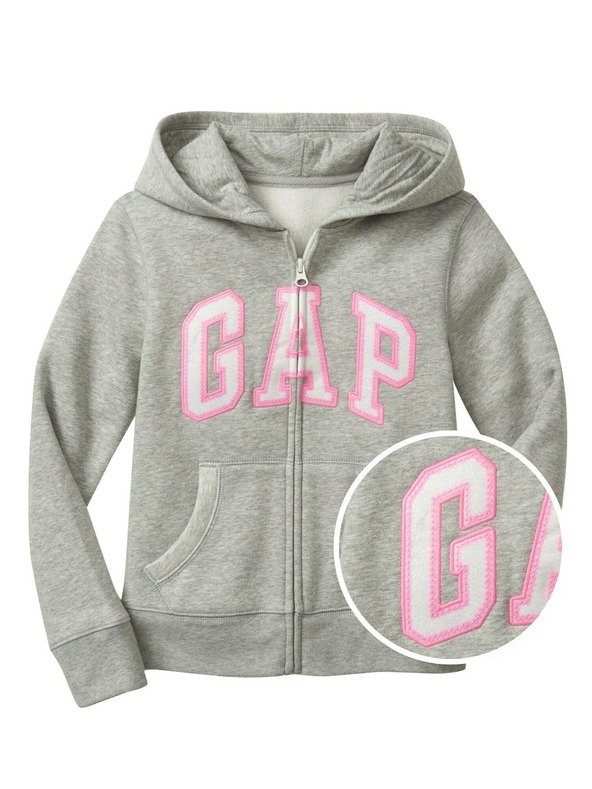 GAP Logo zip hoodie Mikina Šedá