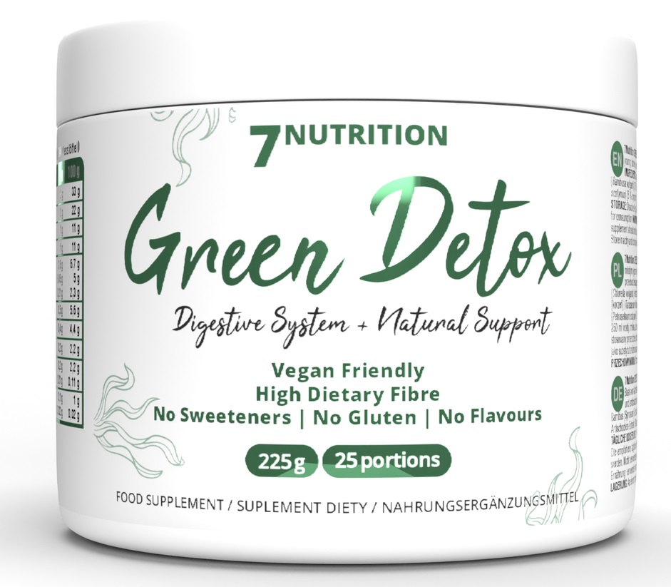 7NUTRITION Green Detox 225g, směs s čistícími, prebiotickými a antioxidačními vlastnostmi