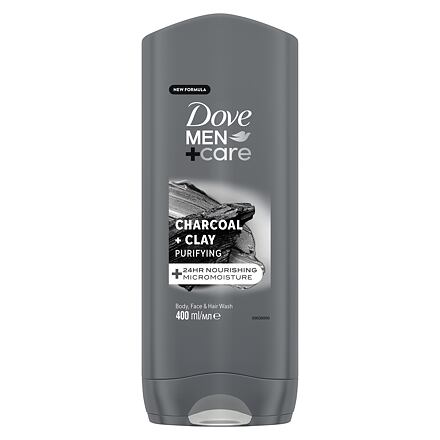 Dove Men + Care Charcoal + Clay pánský osvěžující sprchový gel s dřevěným uhlím a jílem 400 ml pro muže