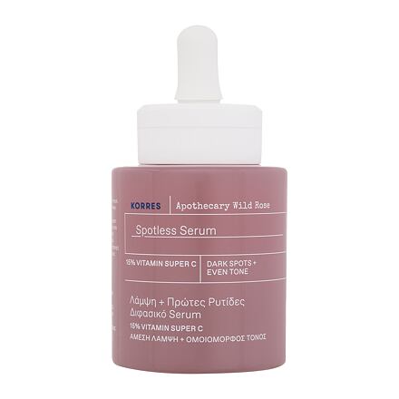 Korres Apothecary Wild Rose Spotless Serum dámské rozjasňující pleťové sérum proti tmavým skvrnám a vráskám 30 ml pro ženy