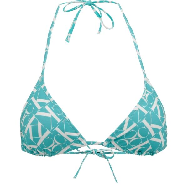 Calvin Klein TRIANGLE-RP-PRINT Dámský vrchní díl plavek, tyrkysová, velikost
