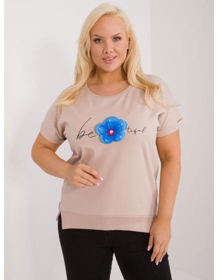 Dámská halenka plus size s květinami béžová