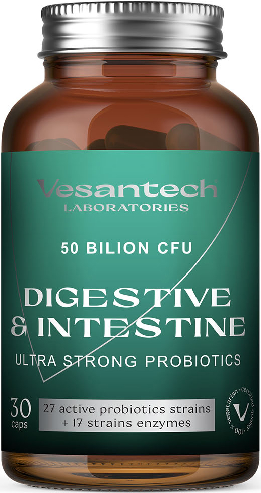Vesantech Digestive, probiotika s enzymy, 50 miliard CFU, 30 enterosolventních kapslí
