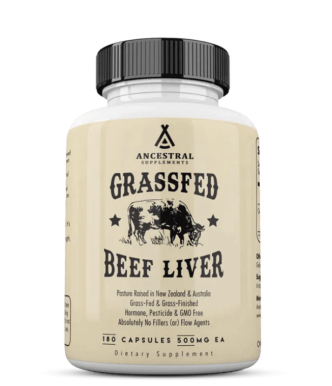 Ancestral Supplements, Grass-fed beef liver, Hovězí játra v Grass-fed kvalitě, 180 kapslí, 30 dávek