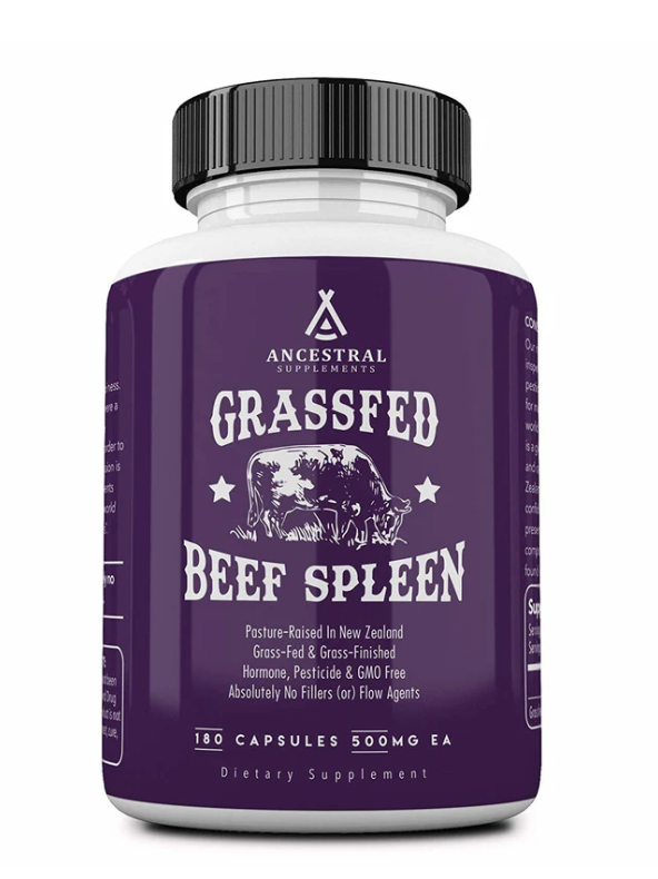 Ancestral Supplements, Grass-fed Beef Spleen, hovězí slezina, 180 kapslí, 30 dávek