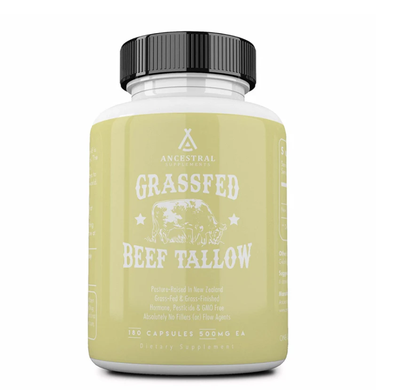 Ancestral Supplements, Grass-fed Beef Tallow, hovězí lůj, 180 kapslí, 30 dávek
