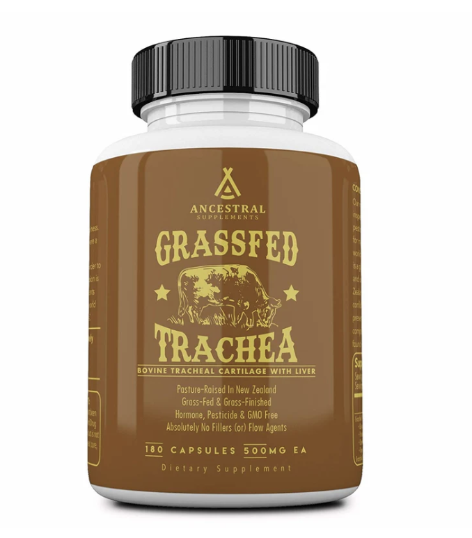 Ancestral Supplements, Grass-fed Beef Trachea, hovězí chrupavka, 180 kapslí, 30 dávek