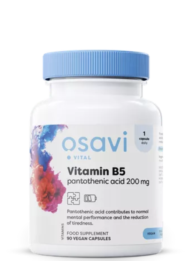 Osavi Vitamin B5, Kyselina pantothenová, 200 mg, 90 rostlinných kapslí