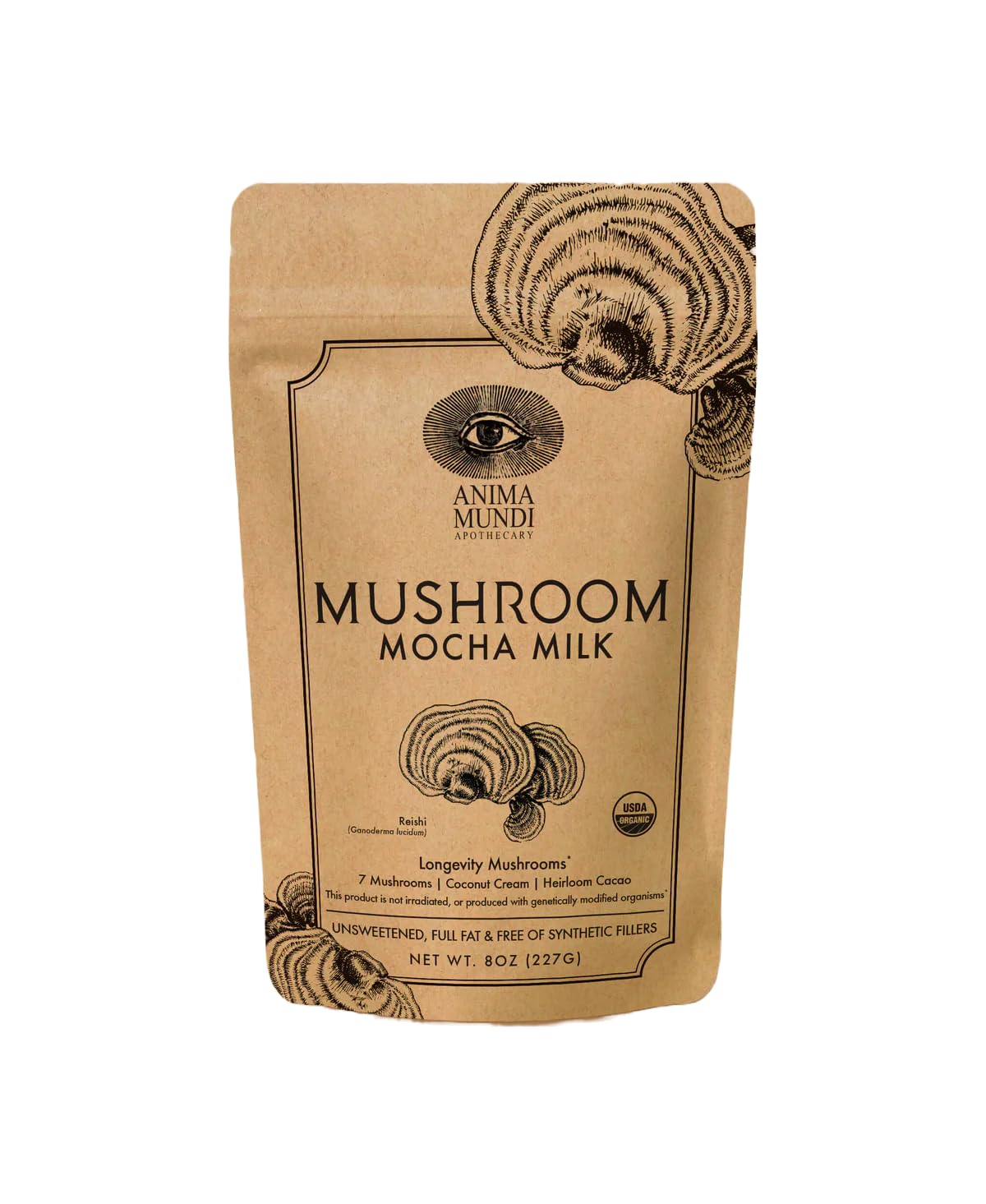 Anima Mundi Mushroom Mocha Milk, mléko s vitálními houbami, 227 g