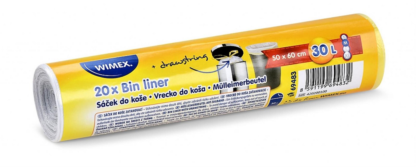 Pytle na odpadky - bílé, 30 l, 20 ks