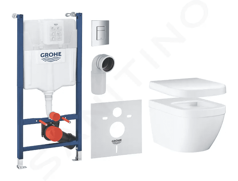 Grohe 39891000 - Set předstěnové instalace s příslušenstvím, klozetu Euro Ceramic a sedátka softclose, tlačítko Skate Cosmopolitan, chrom