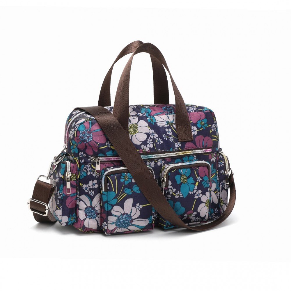 Kono crossbody taška Multipocket Flower - navy