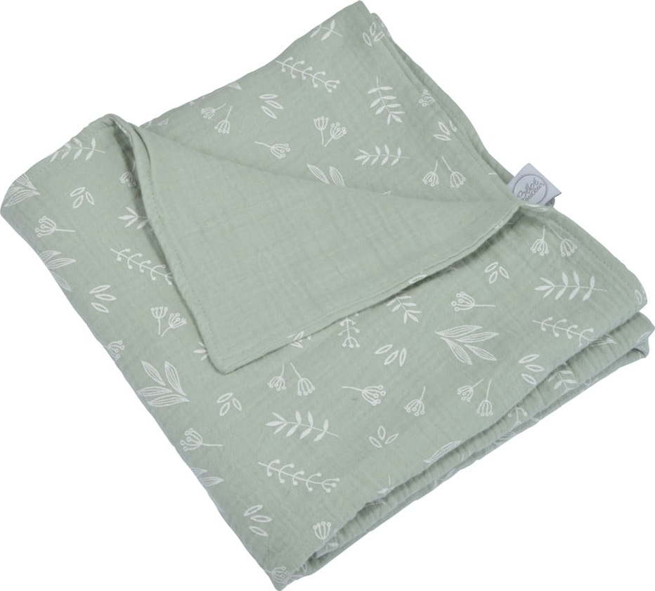 Zelená mušelínová dětská deka 75x75 cm – Bébé Douceur