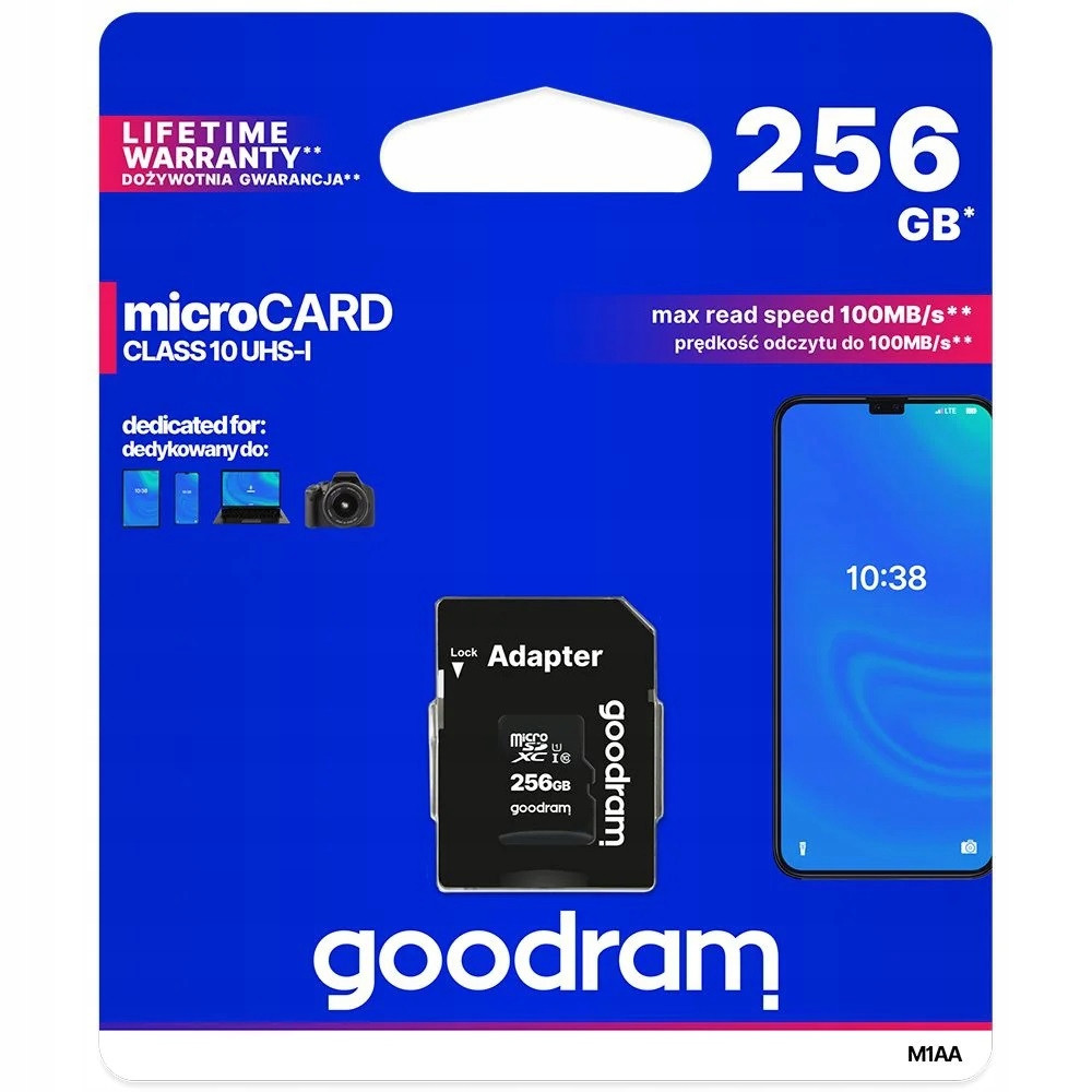 256GB Paměťová Karta Micro Sd/hc Goodram Sd Adaptér