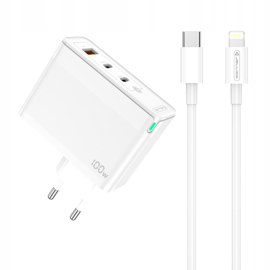 Rychlá Síťová Nabíječka 100W 2XUSB-C 1XUSB QC3.0 Usb-c -usb-c